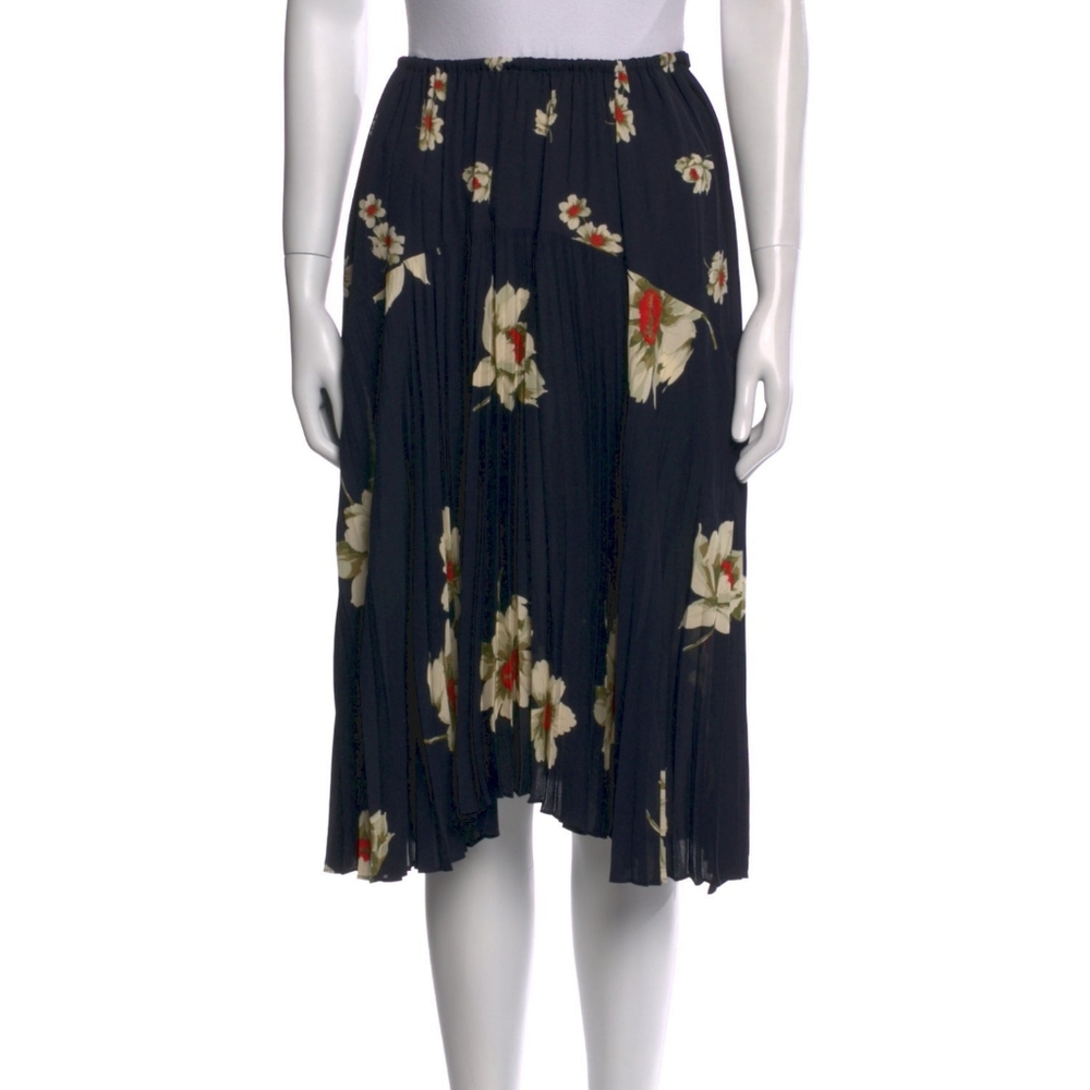 NWOT Vince Floral Gardenia Pleated Midi Skirt XS